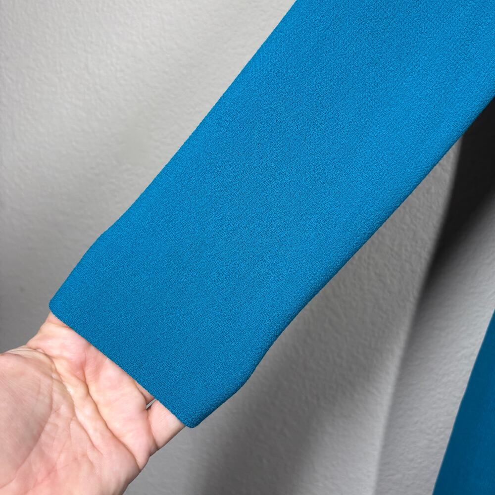 Tom And Linda Platt Size 4 Sheath Knee Length Dress Blue Crew Neck Long Sleeves - Picture 5 of 7